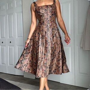 7 For All Mankind Snake Print A-Line Leather Dress